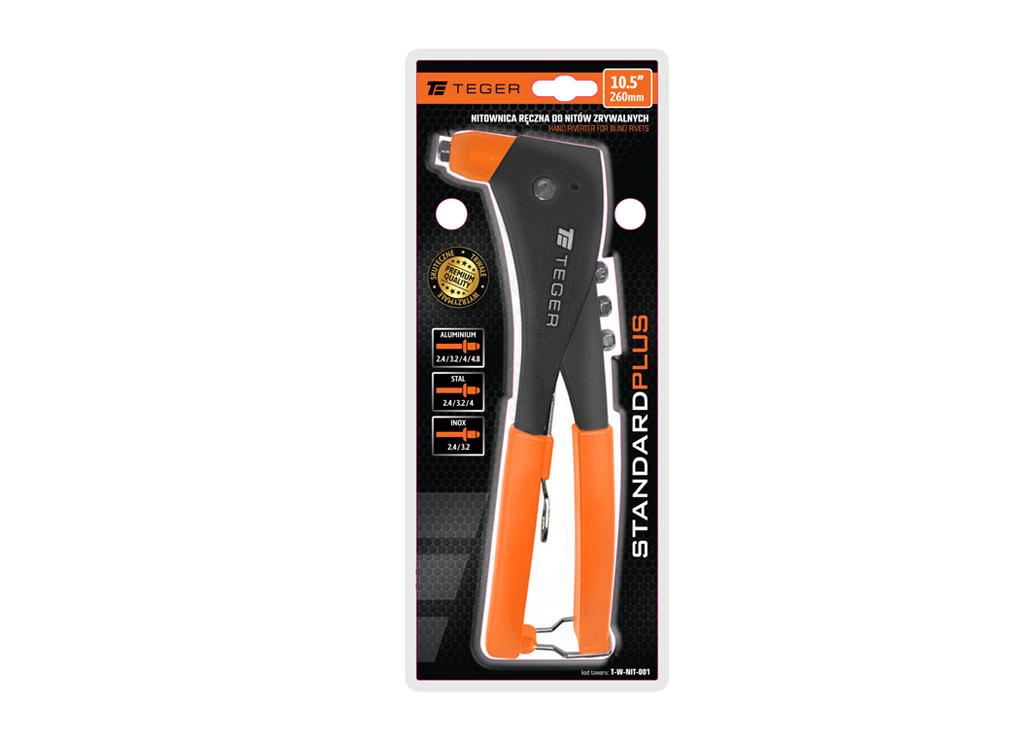 Nitownica ręczna do nitów zrywalnych STANDARD PLUS 10.5"/260mm (do nitów stalowych i aluminiowych) / TEGER