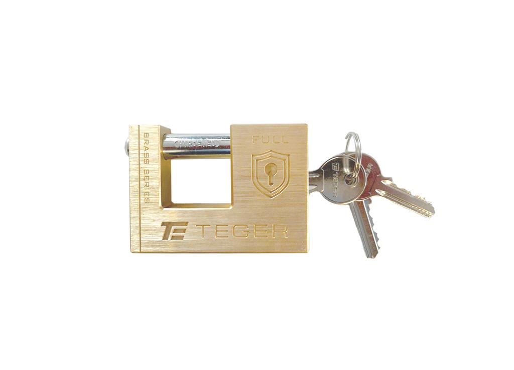 Kłódka antywłamaniowa - mosiężna / trzpieniowa 60mm - 3 klucze / TEGER