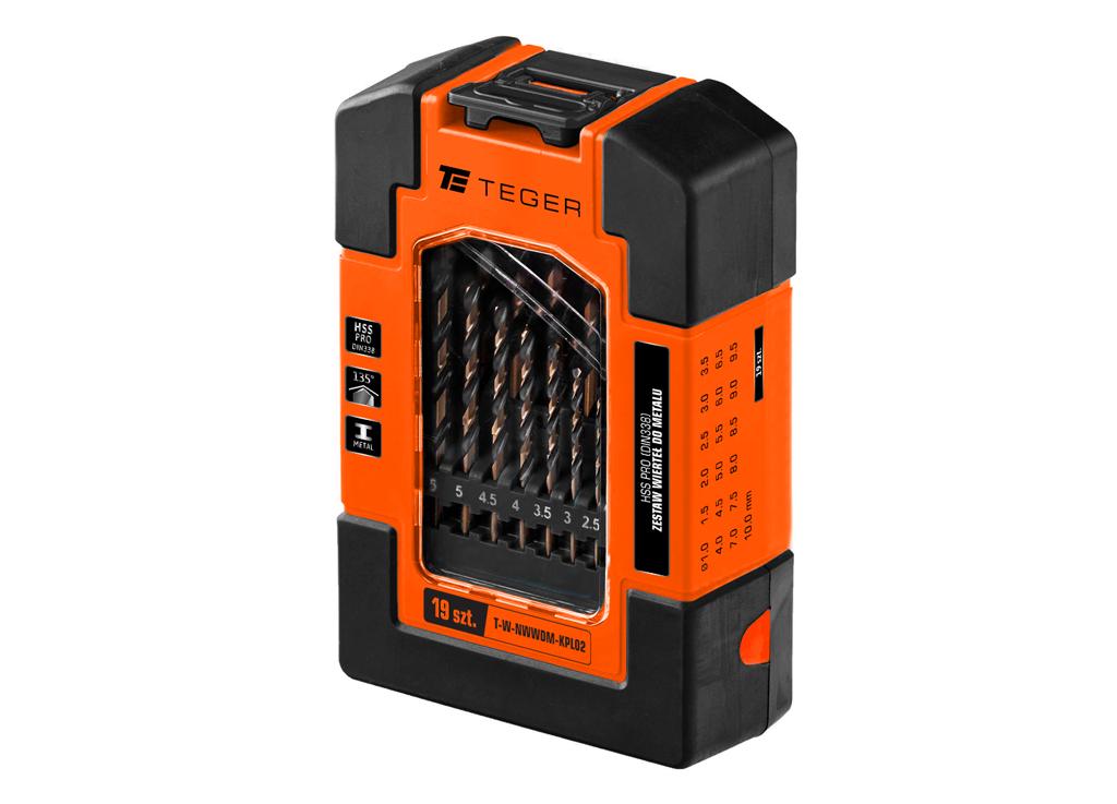 Zestaw wierteł do metalu - HSS PRO (DIN 338) (19 SZT.) / TEGER