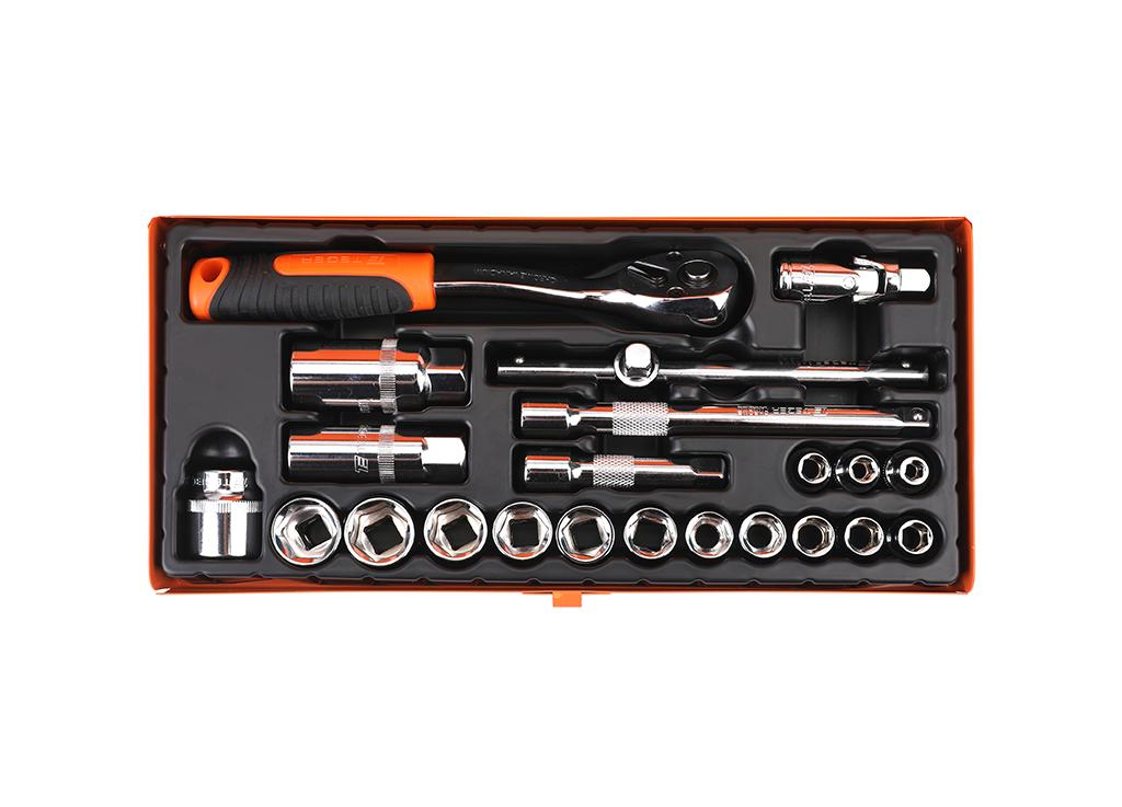 Zestaw kluczy nasadowych 3/8" (22 el), CR-V, Teger