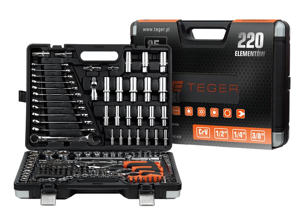 Zestaw kluczy nasadowych 220 szt / TEGER