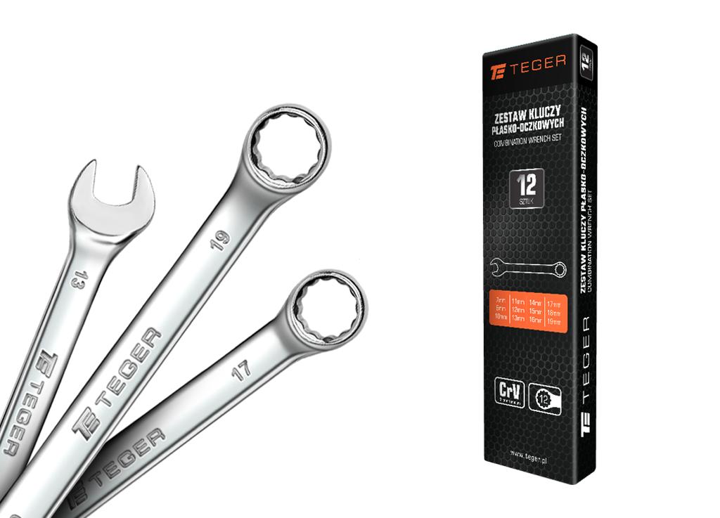 Zestaw kluczy płasko-oczkowych 12 szt / TEGER