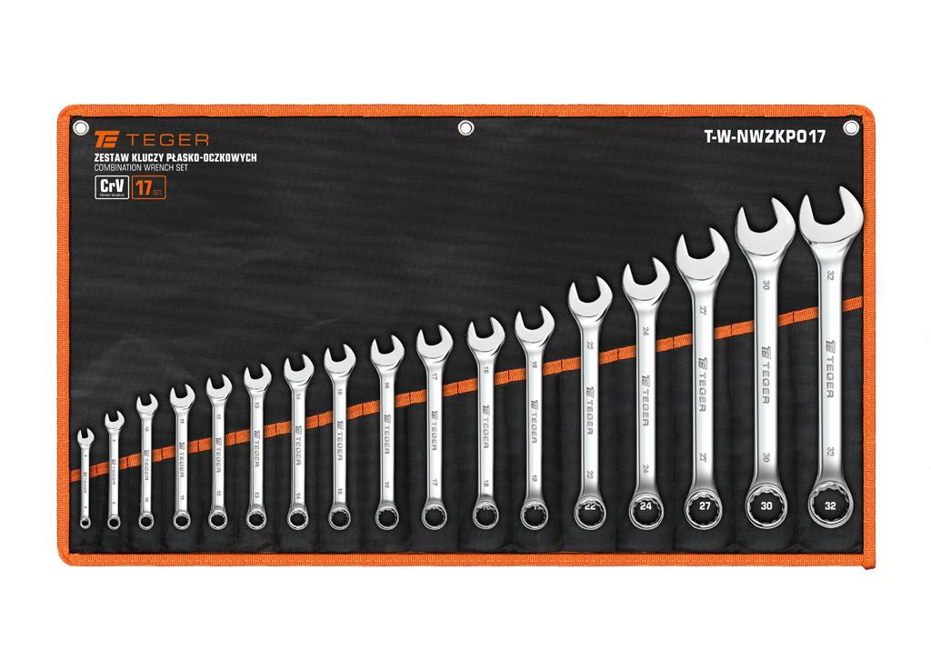 Zestaw kluczy płasko-oczkowych 17 szt / TEGER