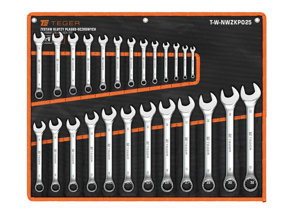 Zestaw kluczy płasko-oczkowych 25 szt / TEGER