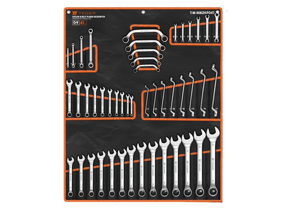 Zestaw kluczy płasko-oczkowych 47 szt / TEGER