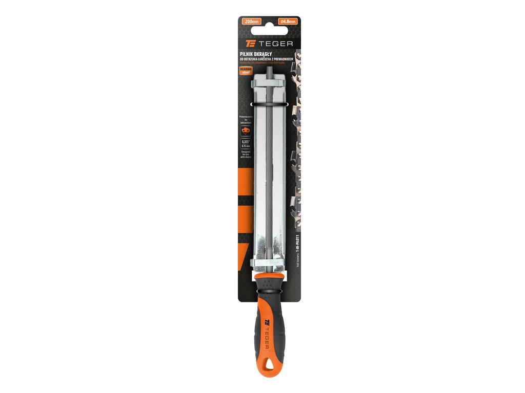 Pilnik okrągły do ostrzenia łańcucha z prowadnikiem, 4.5/200mm - 3/8"; 0,325", Teger