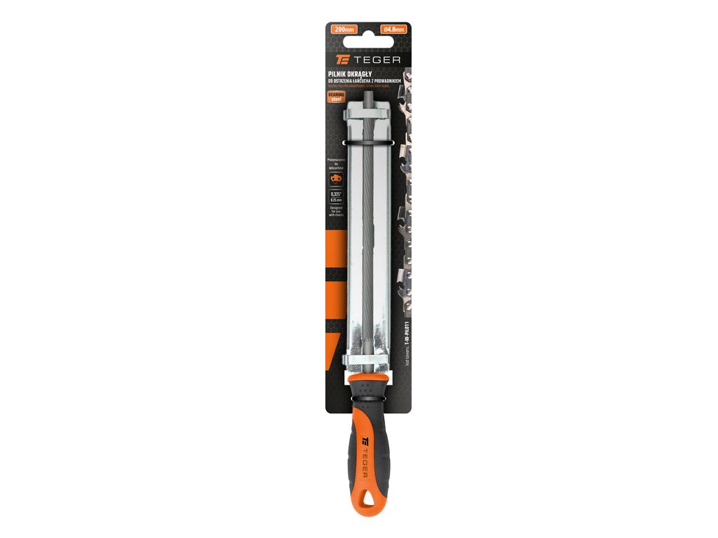 Pilnik okrągły do ostrzenia łańcucha z prowadnikiem, 4.8/200mm - 0,325", Teger