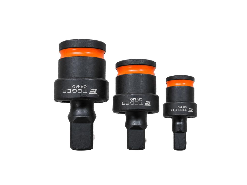 Przeguby kulowe do nasadek udarowych, 1/2" 1/4" 3/8" (zestaw 3 szt), Cr-Mo, Teger