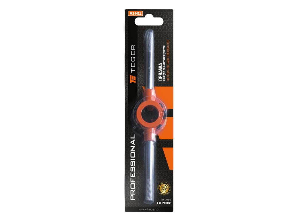 Oprawa, pokrętło do narzynek ręcznych PROFESSIONAL M3-M12 - uniwersalna (przy użyciu narzynek o wymiarze zewnętrznym 25x9mm), Teger