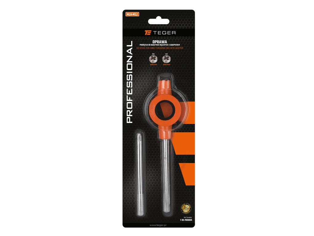 Oprawa, pokrętło do narzynek ręcznych PROFESSIONAL, M10-M12, (30x11, 38x14) z adapterem, Teger