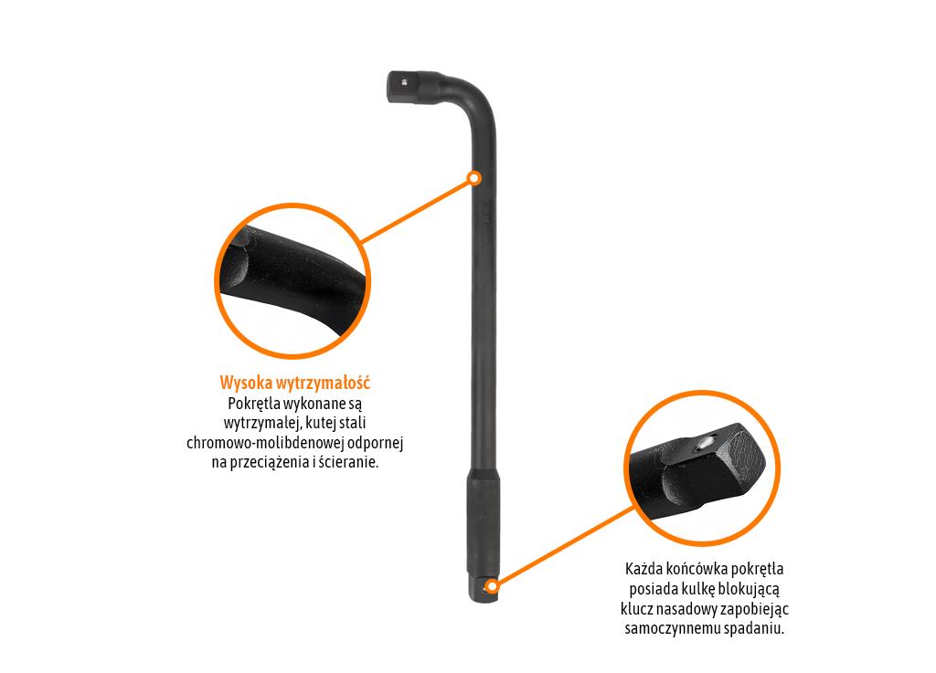 Pokrętło do nasadek TYP L 1" 550 mm - kute / stal Cr-Mo  / TEGER