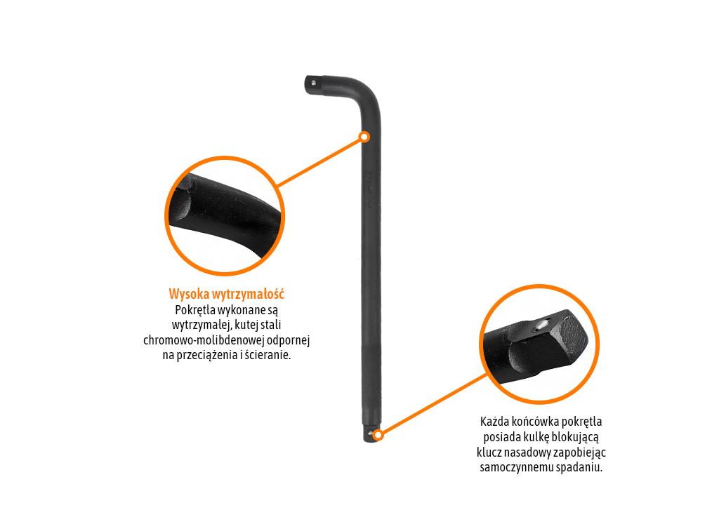 Pokrętło do nasadek TYP L 3/4" 450 mm, Cr-Mo - kute, Teger