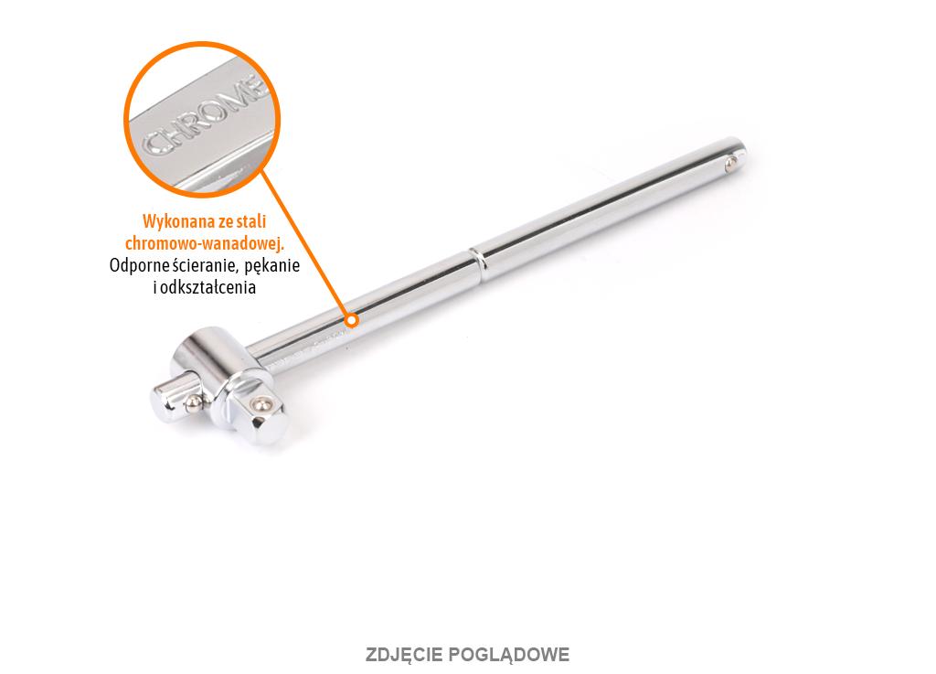 Pokrętło do nasadek przesuwne TYP T 1/2", 250 mm, CR-V, Teger