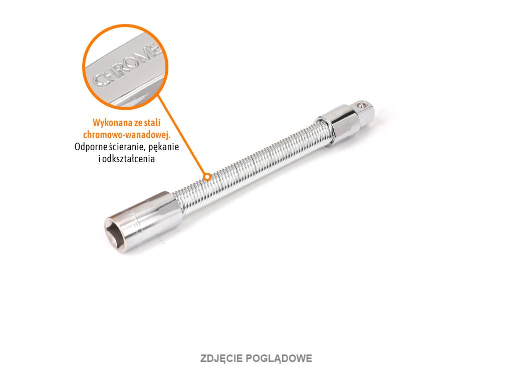 Przedłużka do nasadek 1/2" giętka 200 mm, CR-V, Teger