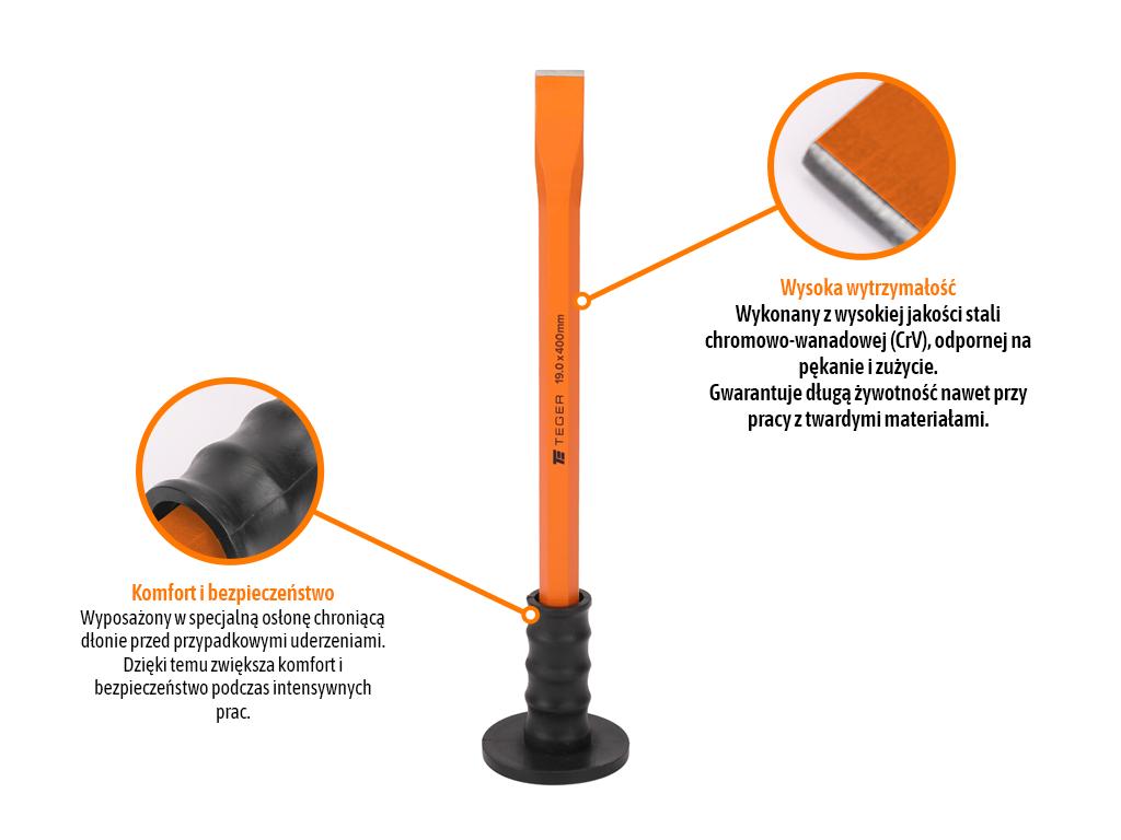 Przecinak płaski z osłoną, 19x400 mm, Teger