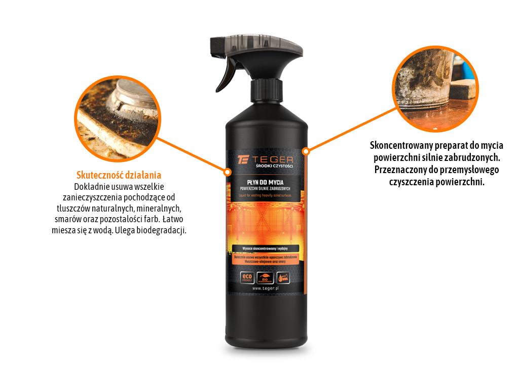 Płyn do mycia powierzchni silnie zabrudzonych 1l - koncentrat (atomizer) / TEGER