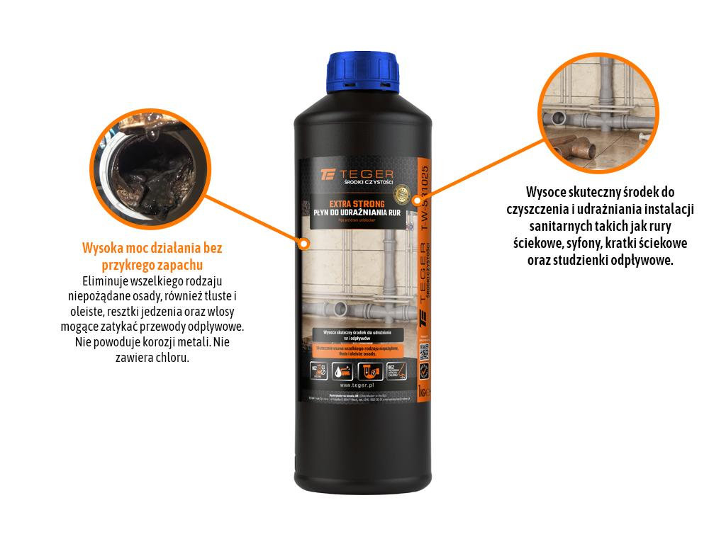 Płyn do udrażniania rur EXTRA STRONG 1 kg / TEGER