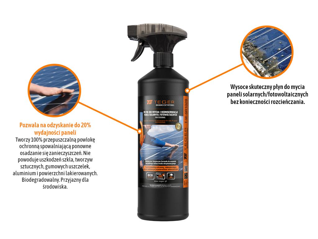Płyn do mycia i konserwacji paneli solarnych i fotowoltaicznych PROFESSIONAL 1l - atomizer / TEGER