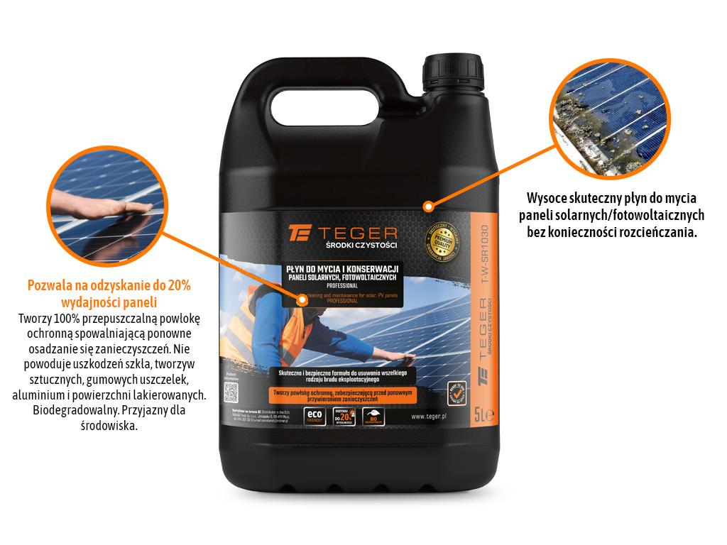 Płyn do mycia i konserwacji paneli solarnych i fotowoltaicznych PROFESSIONAL 5l / TEGER