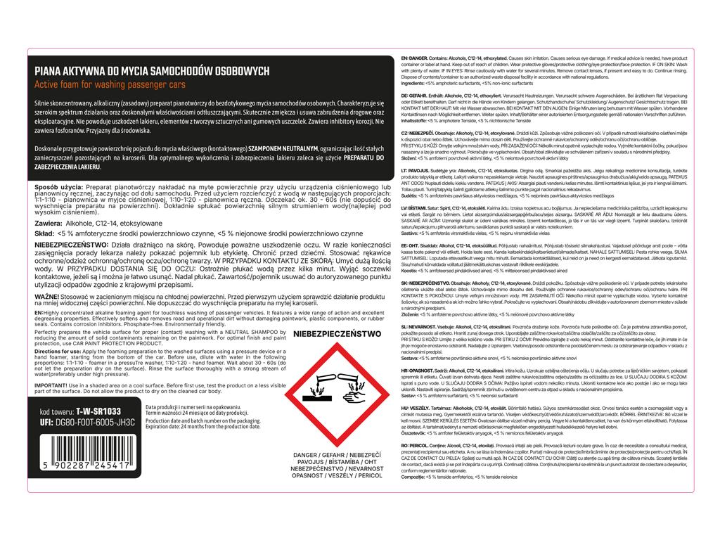 Piana aktywna do mycia samochodów osobowych 5 l - koncentrat, TEGER