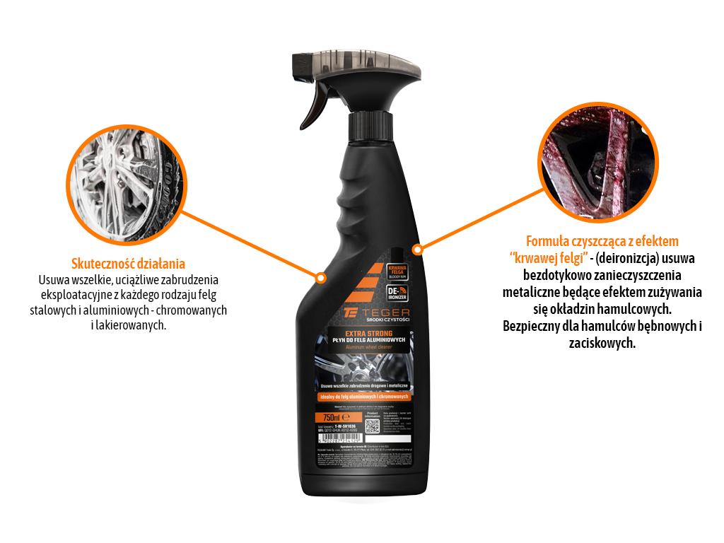 Płyn do mycia felg aluminiowych EXTRA STRONG (krwawa felga), 750ml - atomizer, Teger