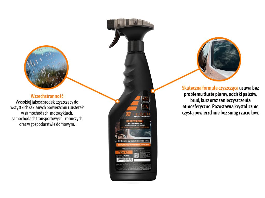 Płyn do mycia szyb samochodowych i lusterek - PROFESSIONAL, 750ml - atomizer, Teger