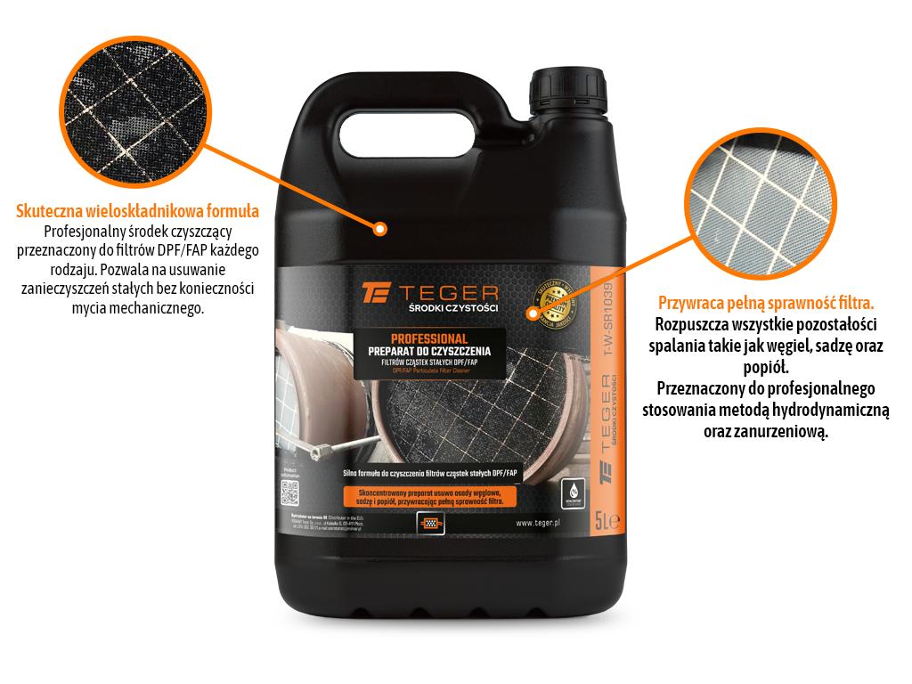 Preparat do czyszczenia filtrów cząstek stałych DPF/FAP  - PROFESSIONAL, 5l, Teger
