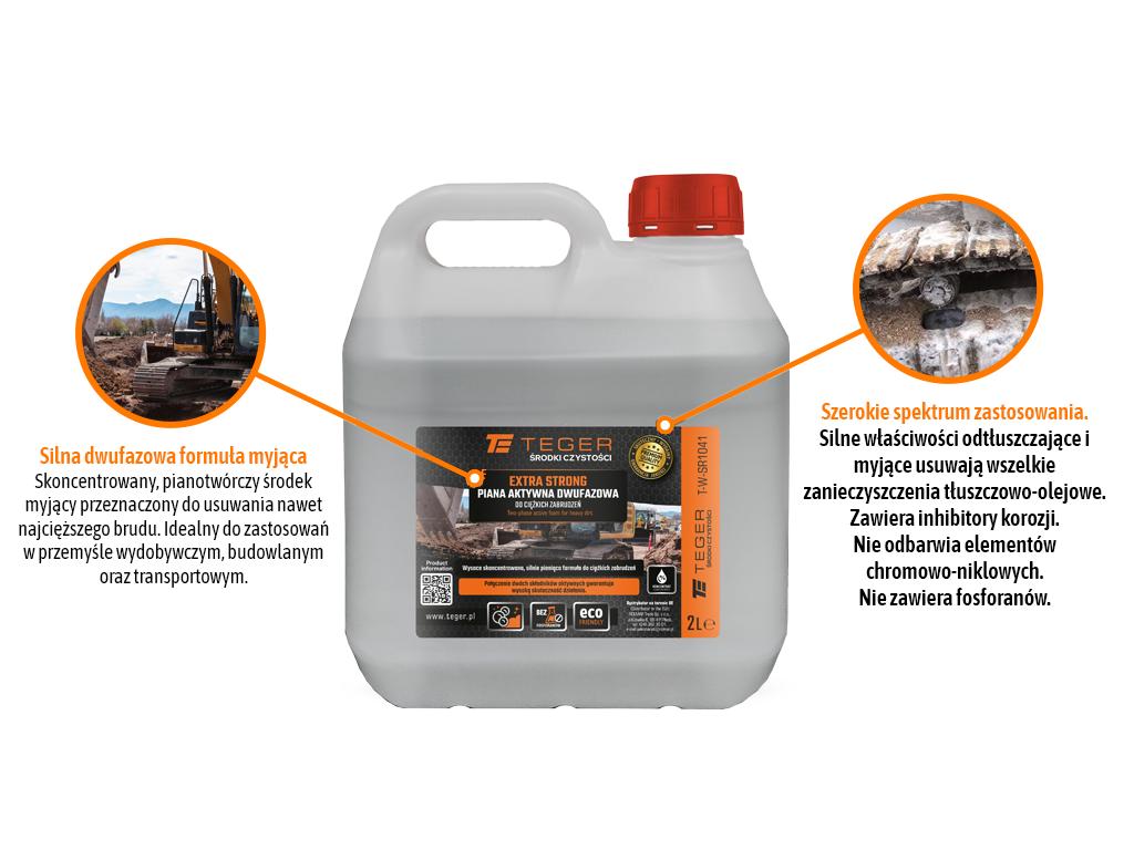Piana aktywna dwufazowa do ciężkich zabrudzeń - EXTRA STRONG, 2l - koncentrat, Teger