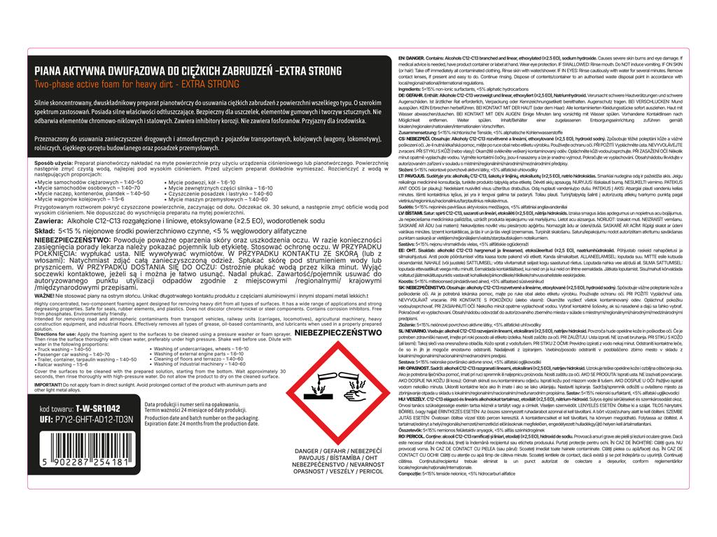 Piana aktywna dwufazowa do ciężkich zabrudzeń - EXTRA STRONG, 5l - koncentrat, Teger