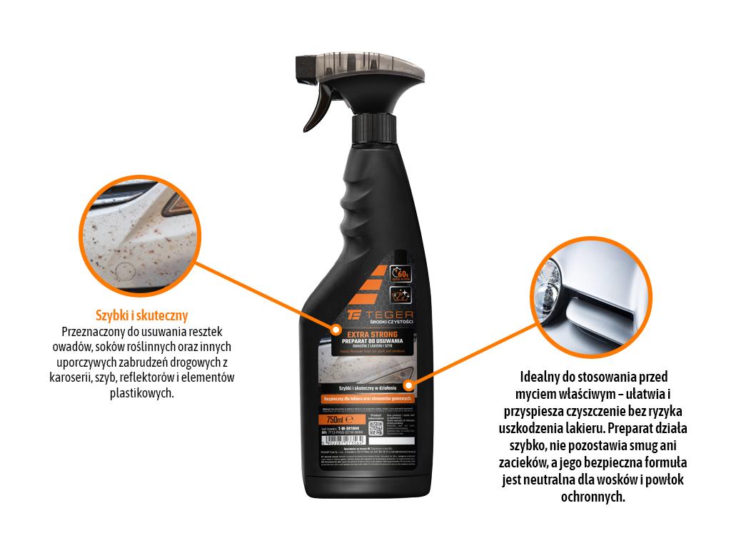 Preparat do usuwania owadów z lakieru i szyb EXTRA STRONG, 750ml - atomizer, Teger