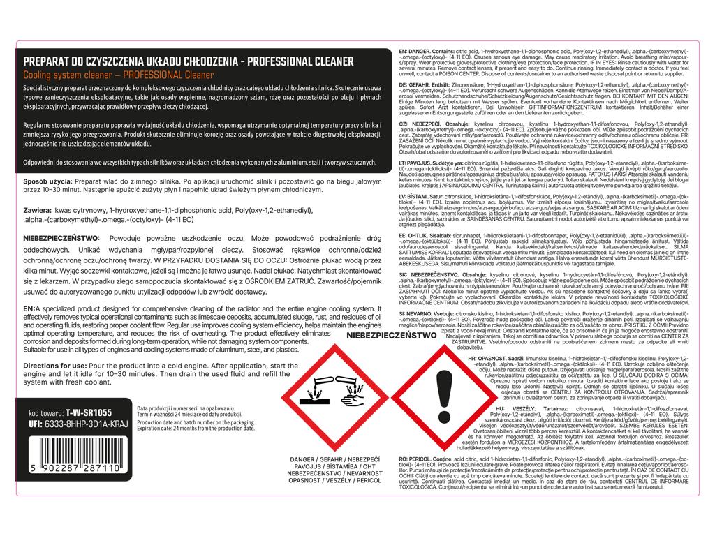 Preparat do czyszczenia układu chłodzenia - PROFESSIONAL Cleaner, 5l, Teger