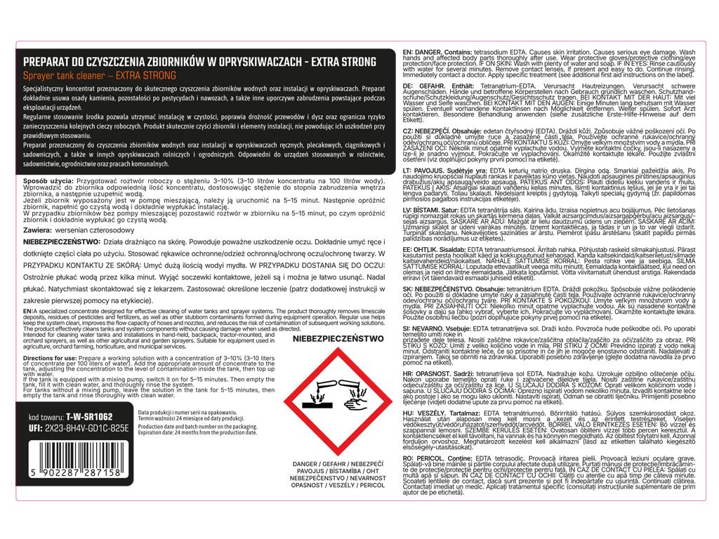 Preparat do czyszczenia zbiorników w opryskiwaczach - EXTRA STRONG, 10l - koncentrat, Teger
