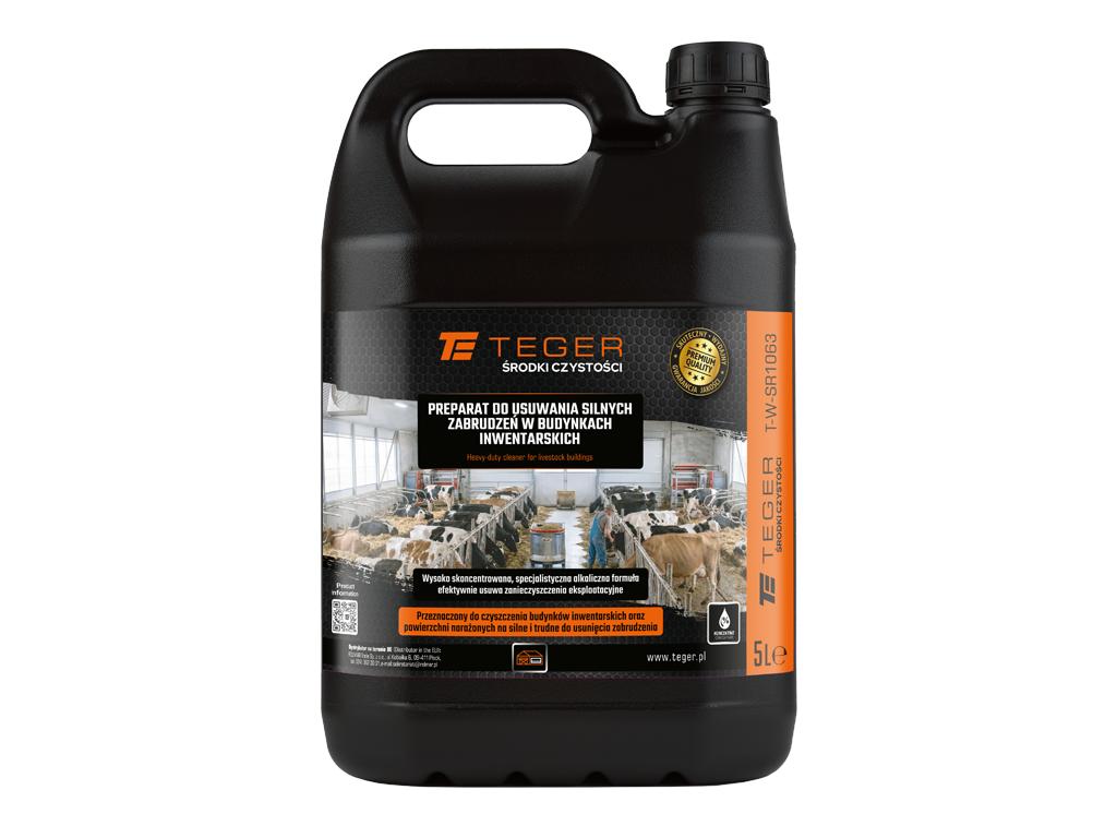 Preparat do usuwania silnych zabrudzeń w budynkach inwentarskich, 5l - koncentrat, Teger