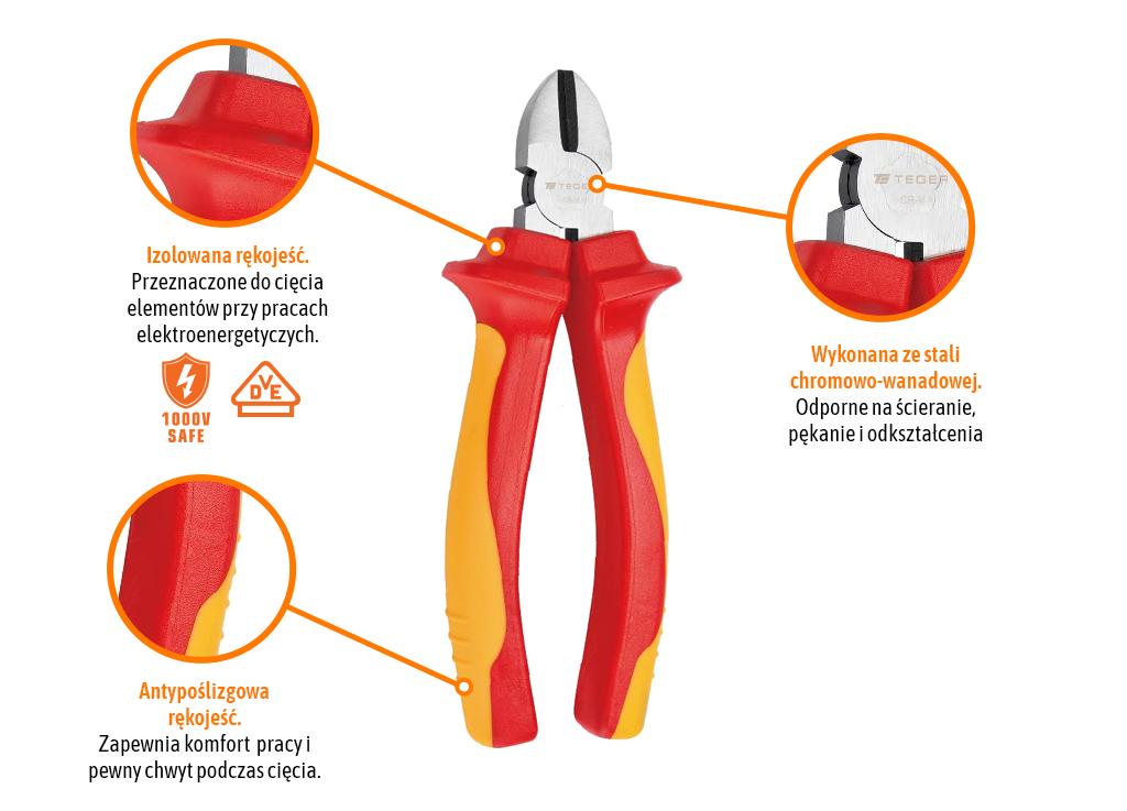 Ucinaczki boczne izolowane VDE 160 mm / TEGER