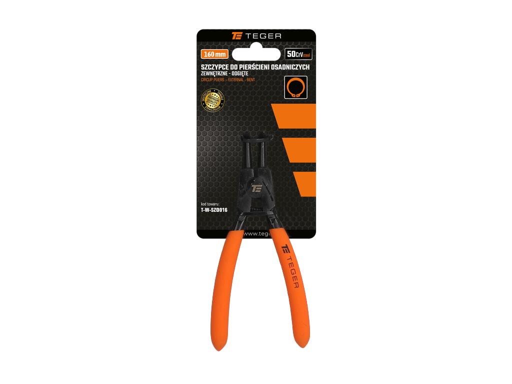 Szczypce do pierścieni osadniczych, zewnętrzne odgięte 160 mm, Teger