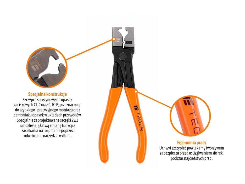 Szczypce do opasek zaciskowych, CLIC, CLIC-R 175 mm, Teger
