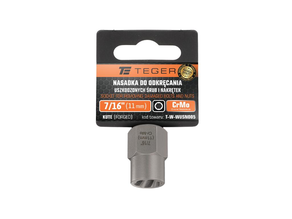 Nasadka do odkręcania uszkodzonych śrub i nakrętek, 7/16"  (11mm) - kute/ stal Cr-Mo, Teger