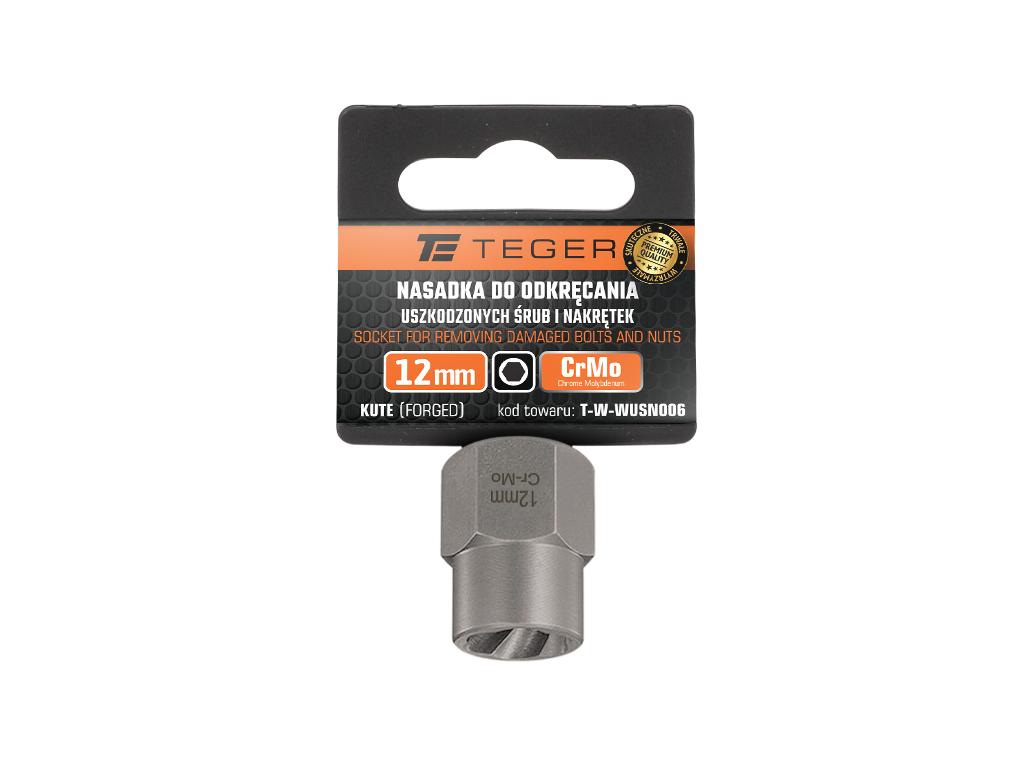 Nasadka do odkręcania uszkodzonych śrub i nakrętek, (12mm) - kute/ stal Cr-Mo, Teger