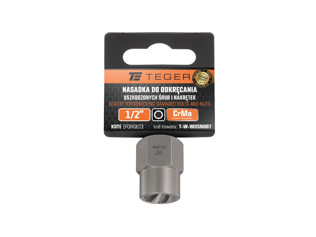 Nasadka do odkręcania uszkodzonych śrub i nakrętek, 1/2" - kute/ stal Cr-Mo, Teger