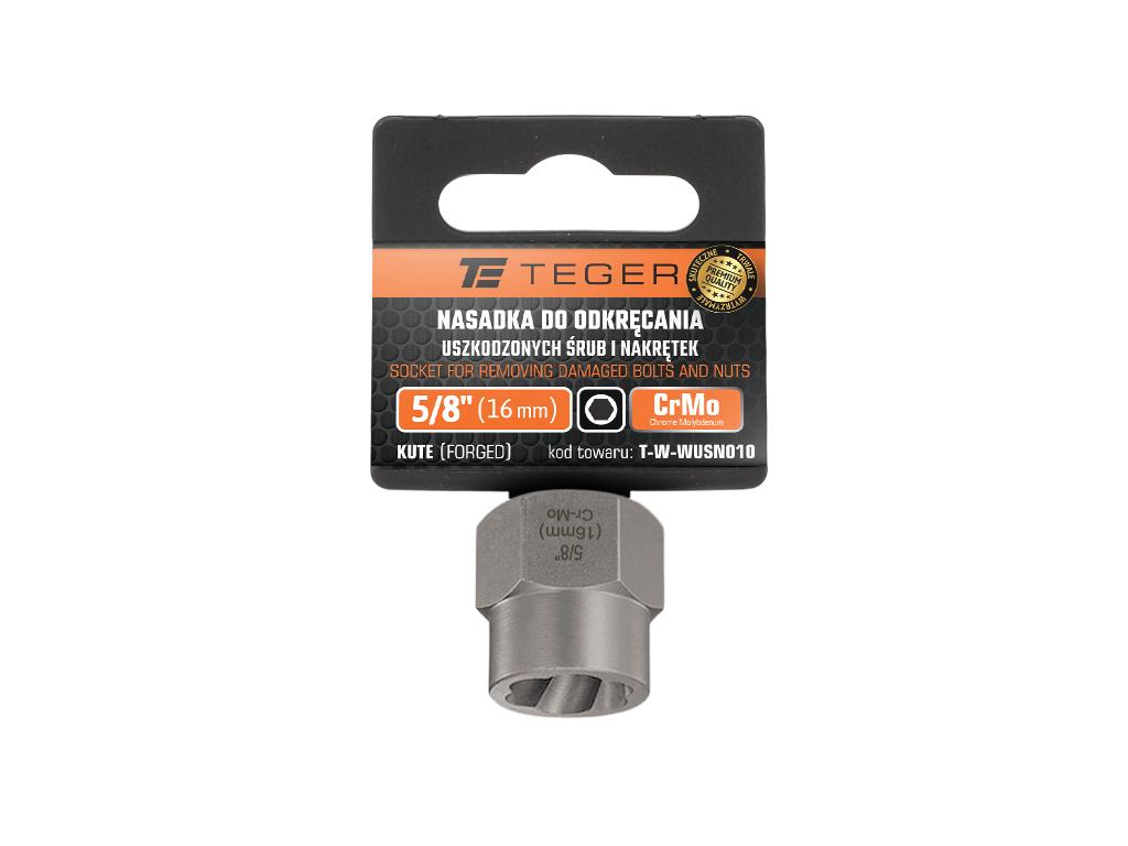 Nasadka do odkręcania uszkodzonych śrub i nakrętek, 5/8"  (16mm) - kute/ stal Cr-Mo, Teger