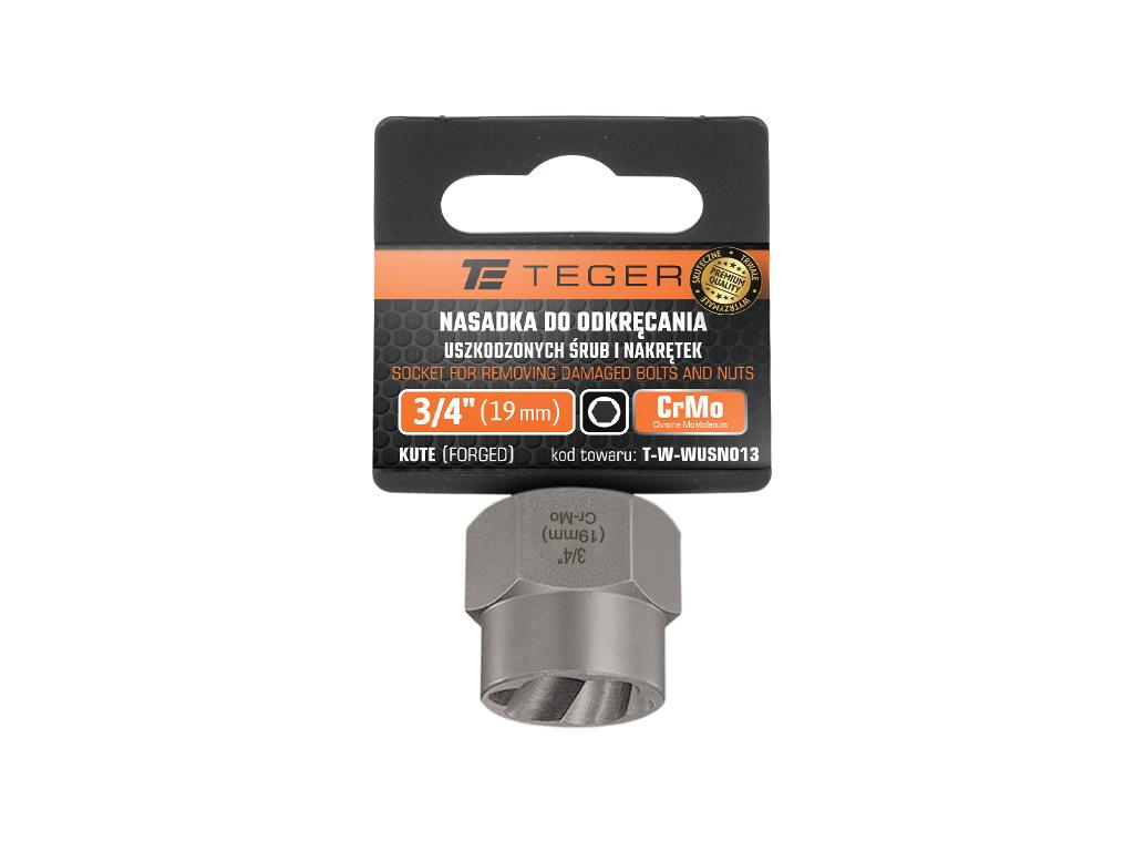 Nasadka do odkręcania uszkodzonych śrub i nakrętek, 3/4"  (19mm) - kute/ stal Cr-Mo, Teger