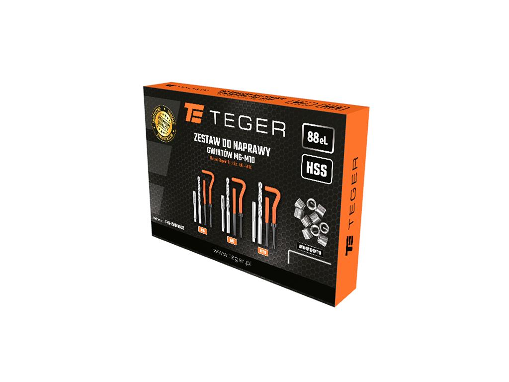Zestaw do naprawy gwintów, M6-M10 (88 el.), stal HSS, Teger