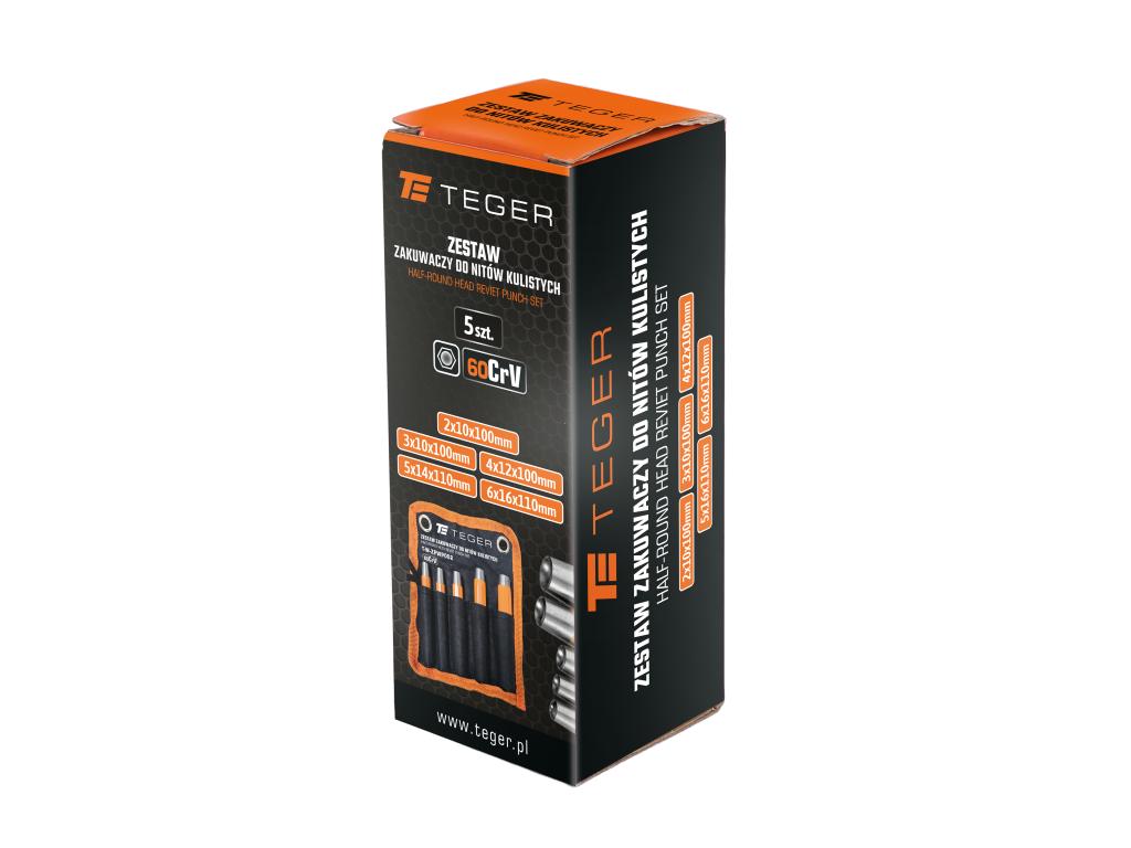 Zestaw zakuwaczy do nitów kulistych  (5 szt), TEGER