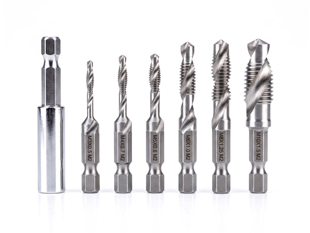 Zestaw wierteł gwintujących PROFESSIONAL, HEX M3-M10 (7 el.), stal M2, z adapterem, Teger