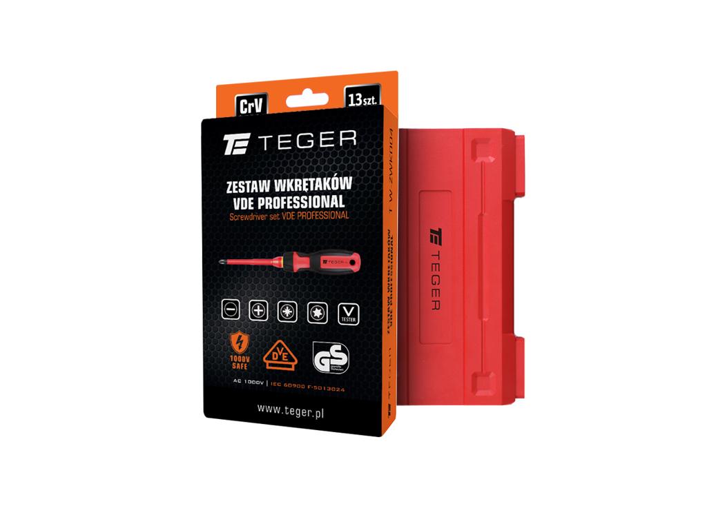 Zestaw wkrętaków VDE PROFESSIONAL 13 szt / Certyfikat  GS/VDE / TEGER