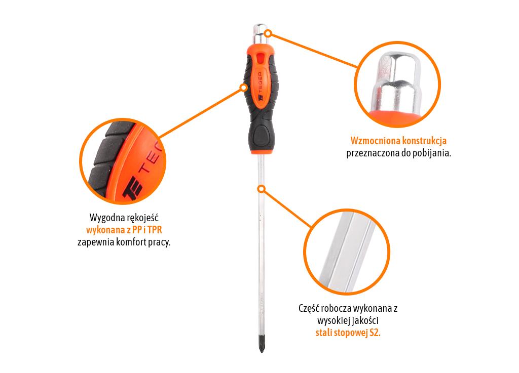 Zestaw wkrętaków do pobijania 4 szt / TEGER