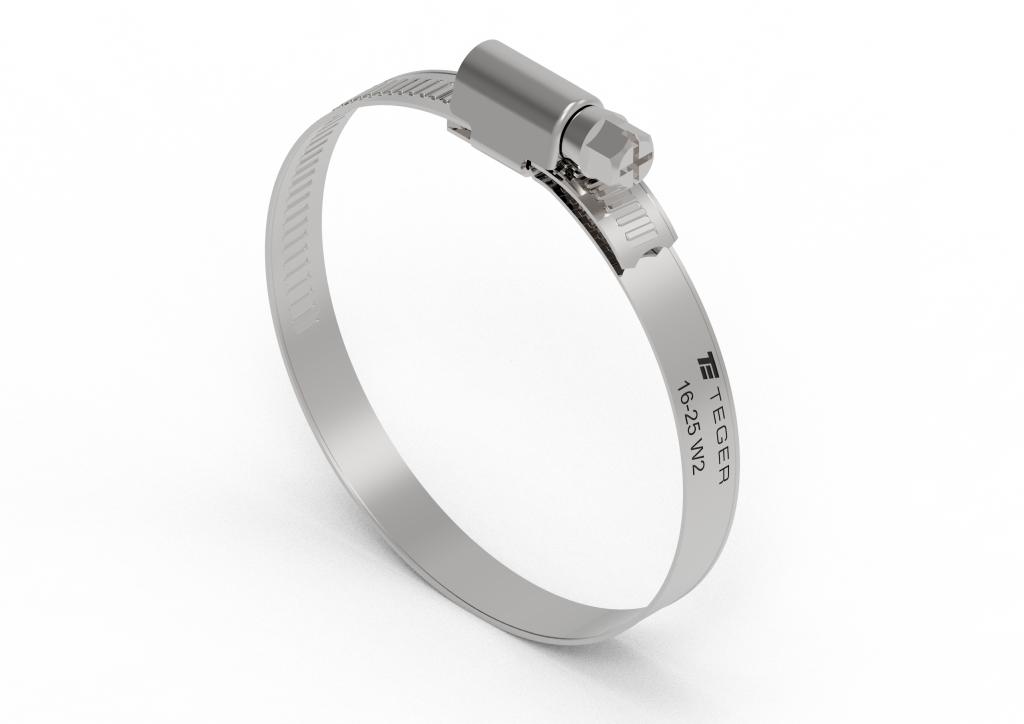 Opaska zaciskowa 16-25 ślimakowa (obejma W2 - stal nierdzewna) szerkość 9mm TEGER ( sprzedawane po 50 )