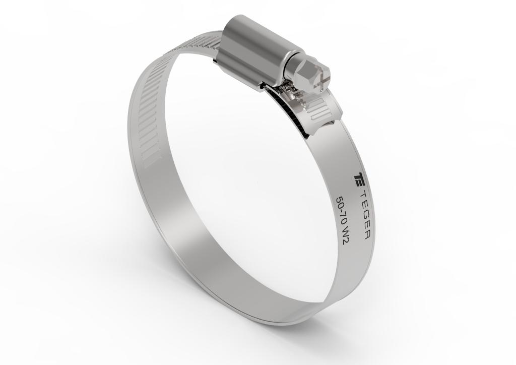 Opaska zaciskowa wzmocniona 50-70 ślimakowa (obejma W2 - stal nierdzewna) szerkość 12mm TEGER ( sprzedawane po 25 )