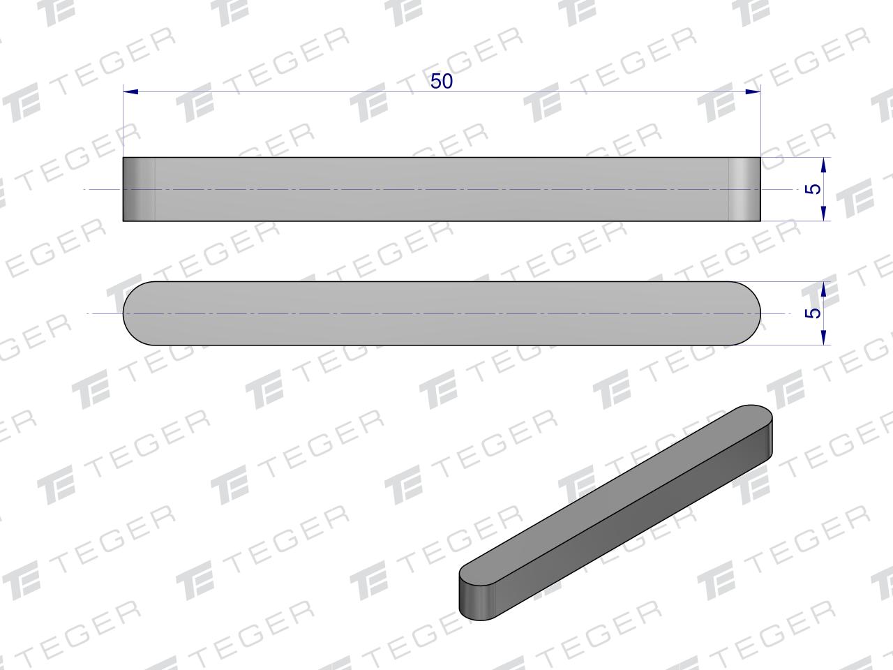 Wpust pryzmatyczny 5x5x50 TEGER, (sprzedawane po 10)