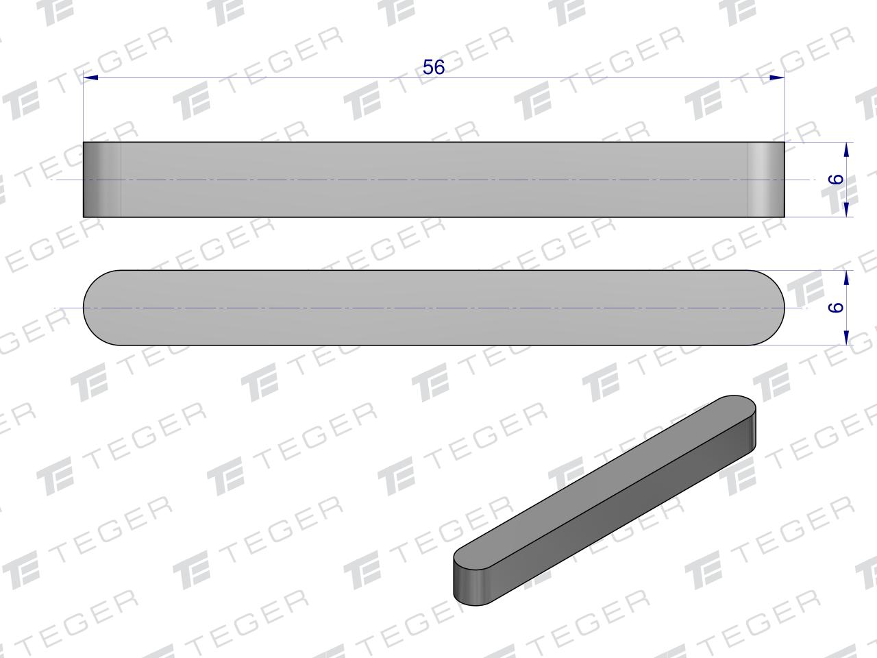 Wpust pryzmatyczny 6x6x56 TEGER, (sprzedawane po 10)